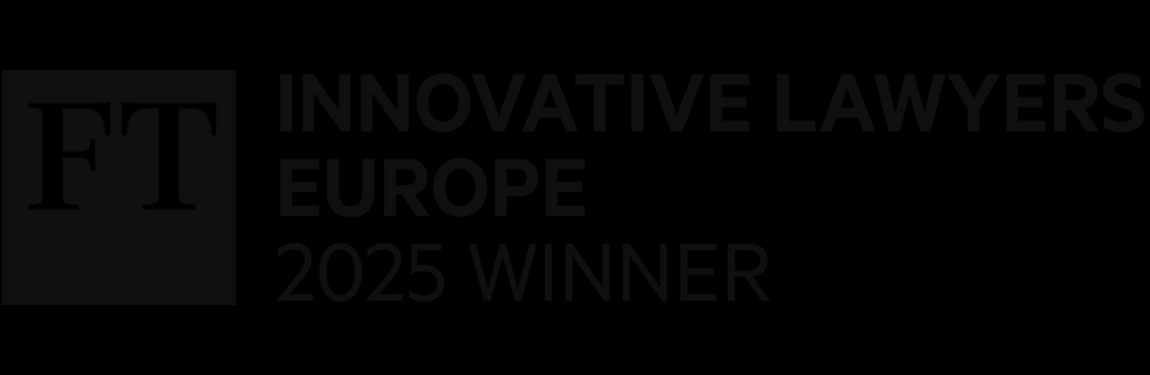 El logo de un premio para abogados innovadores en Europa del año 2025.