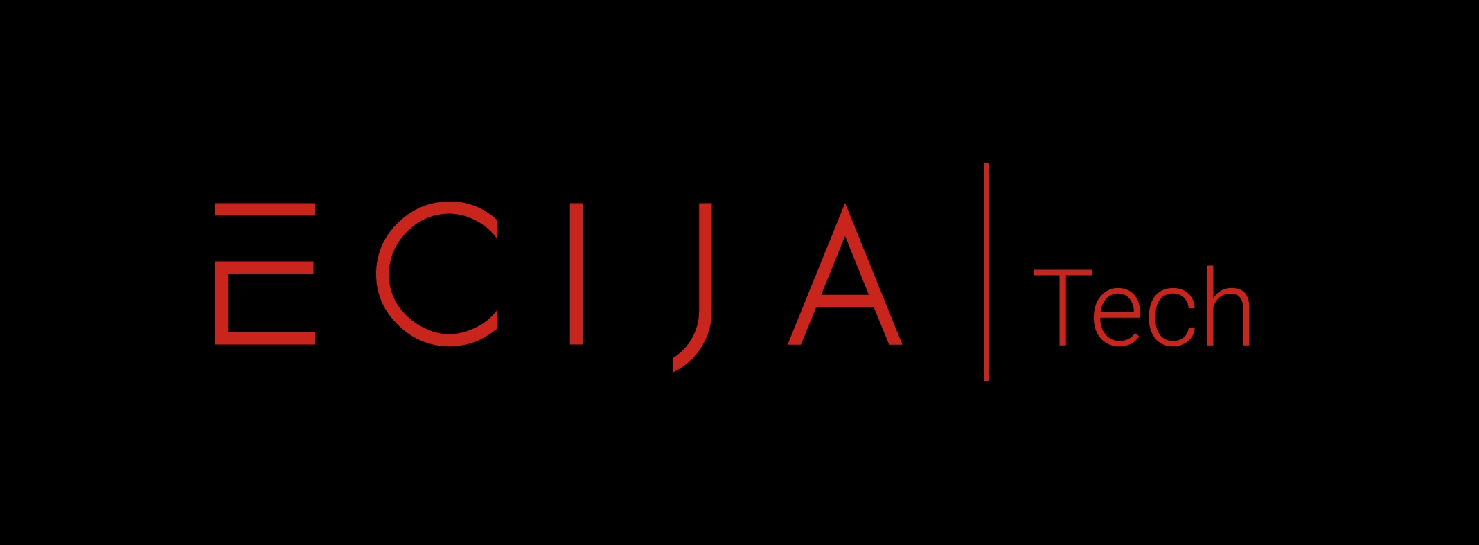 Logotipo de ECIJA Tech en color rojo sobre fondo negro.