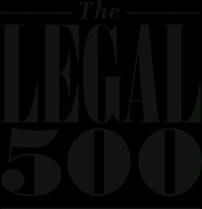 Imagen con el texto 'The Legal 500' en un diseño gráfico.