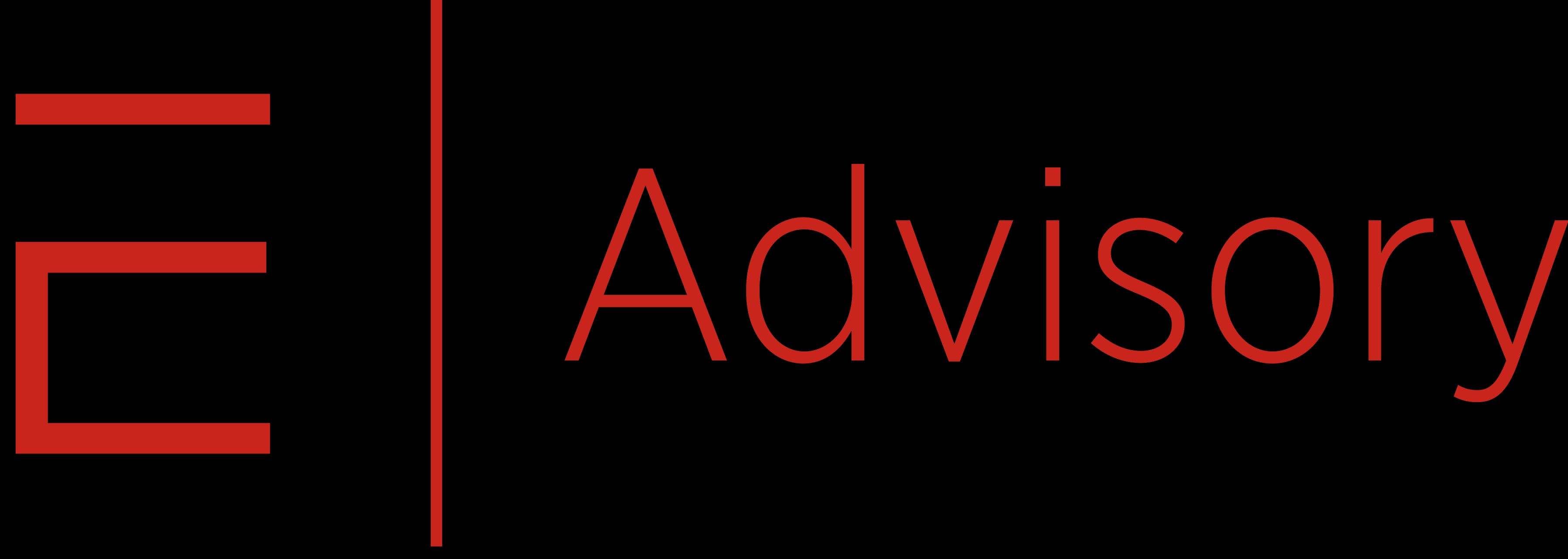 Logotipo con la palabra 'Advisory' en letra roja sobre fondo negro.