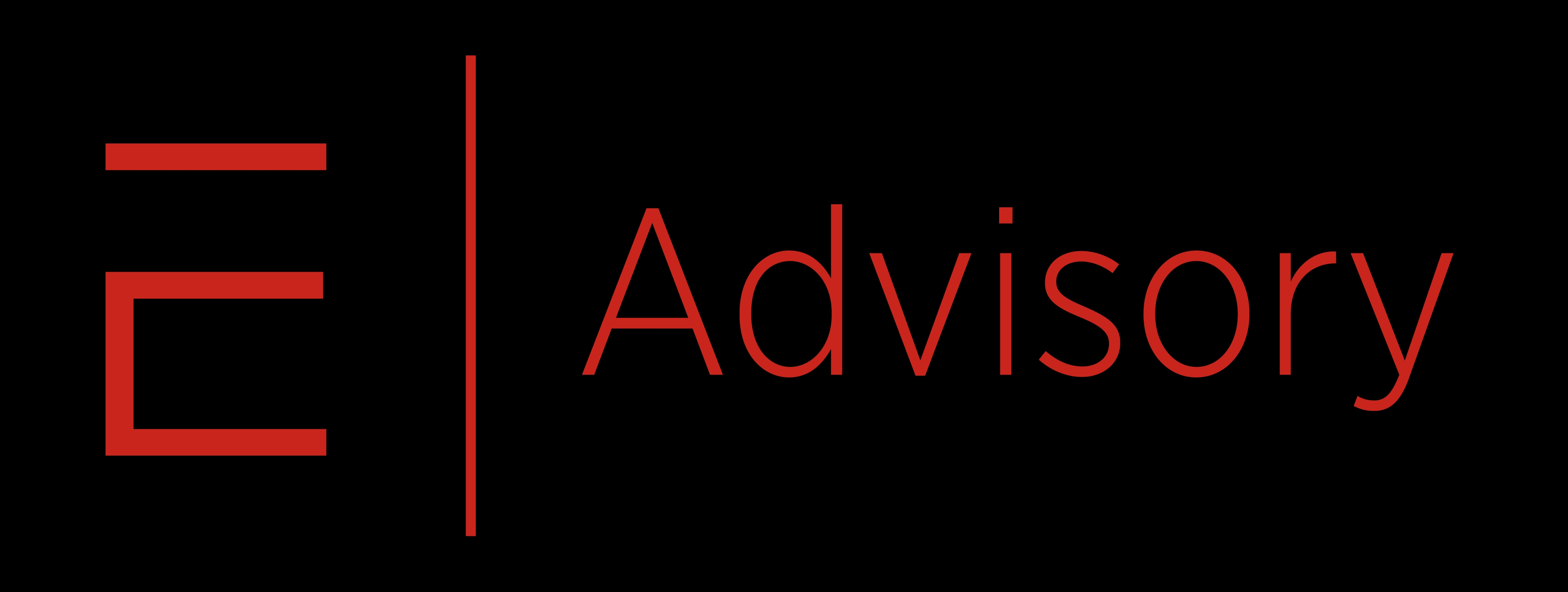 Logotipo que representa una asesoría con un diseño moderno en colores negro y rojo.