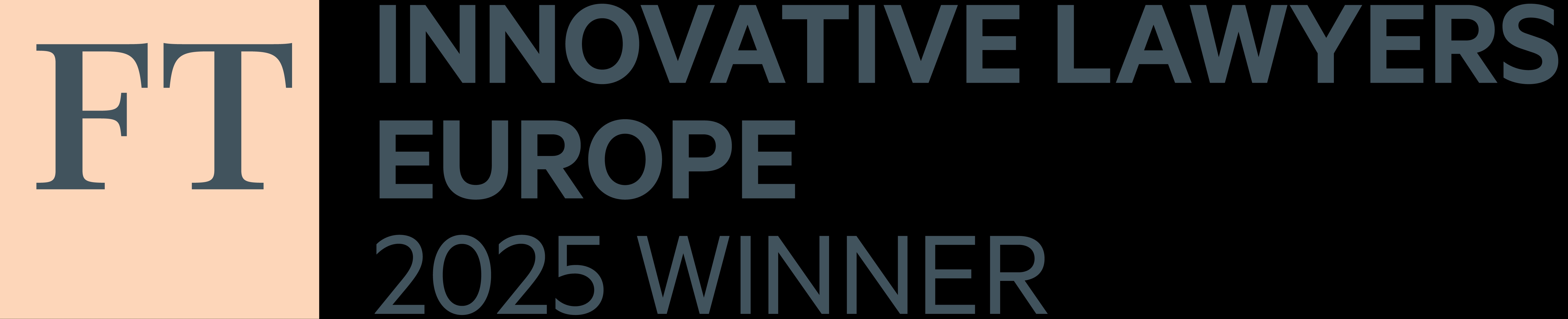 El logotipo de un premio de abogados innovadores en Europa para el año 2025.