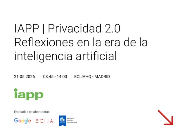 La imagen presenta un anuncio de un evento sobre privacidad y inteligencia artificial.