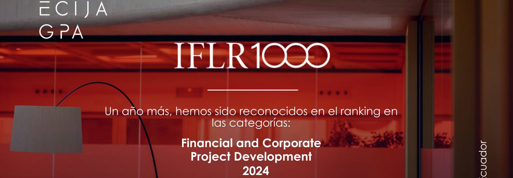 Reconocimiento Internacional de IFLR1000 a ECIJA GPA en Áreas de Práctica Clave