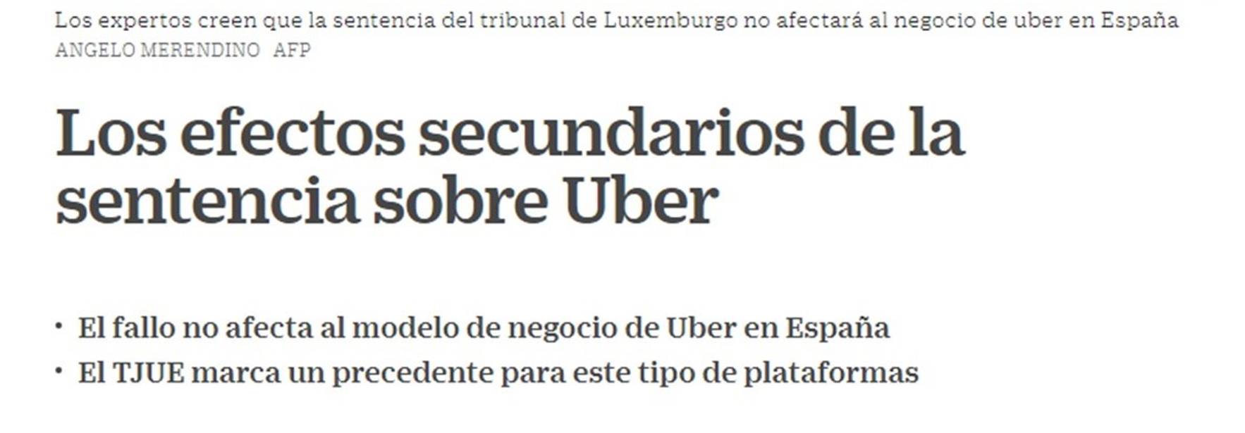 Cinco Días - Los efectos secundarios de la sentencia sobre Uber