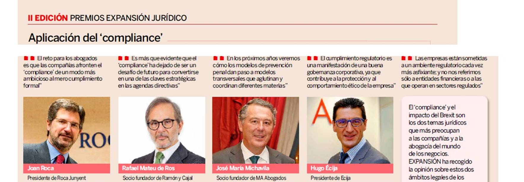 Expansión - El 'compliance', tema jurídico del año