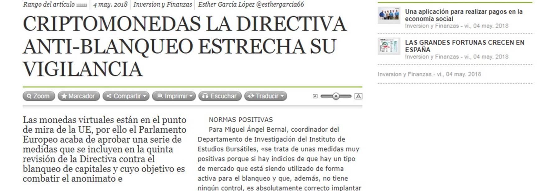 Cinco Días - Criptomonedas: la directiva anti-blanqueo estrecha su vigilancia