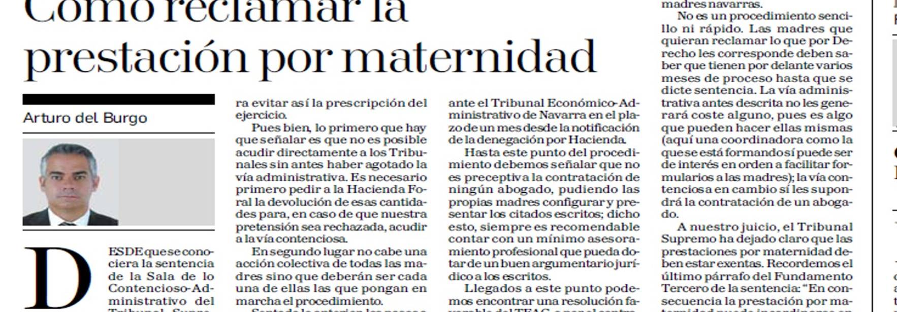 Diario de Navarra - Cómo reclamar la prestación por maternidad