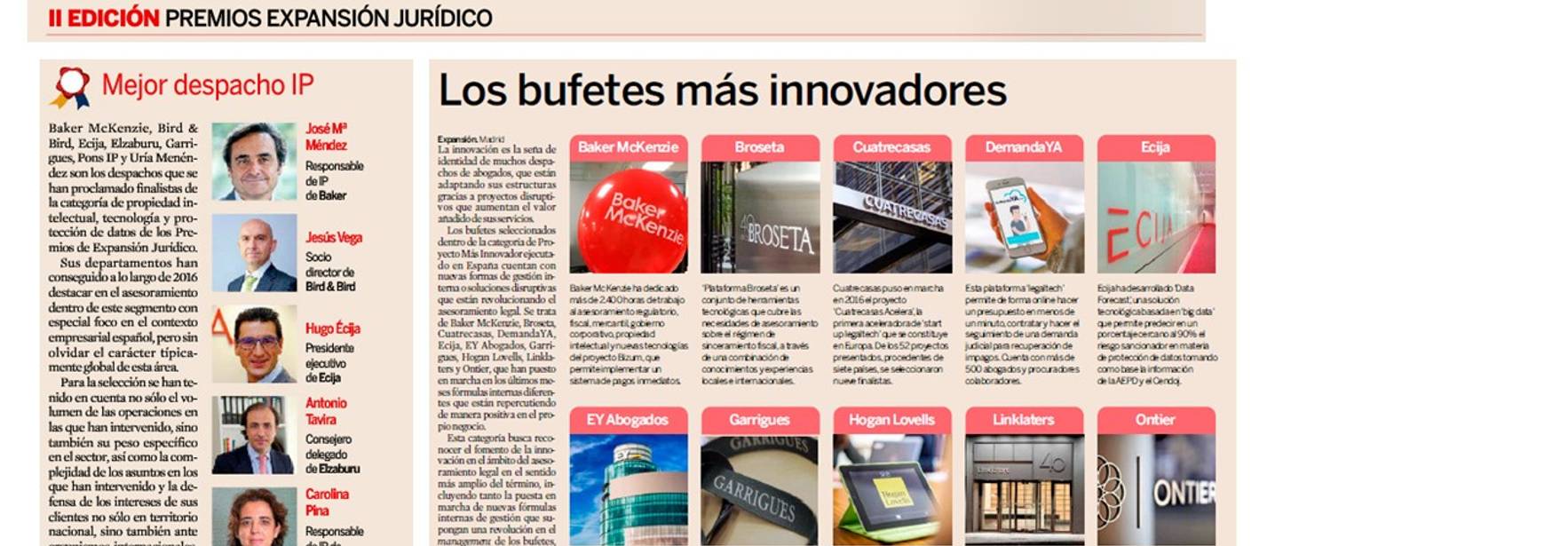 ECIJA seleccionada de nuevo como finalista para la II edición de los Premios Expansión