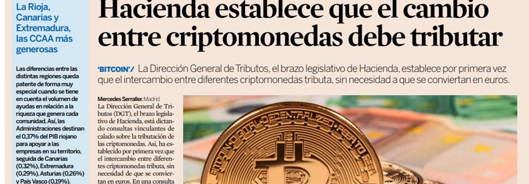 Expansión - El cambio entre criptomonedas debe tributar