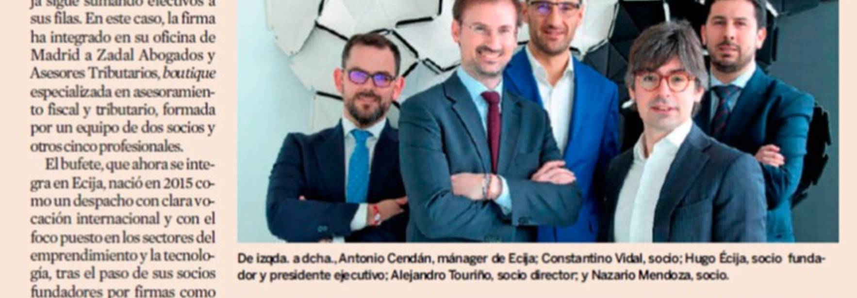 Expansión - ECIJA integra Zadal para reforzar su área de Fiscal