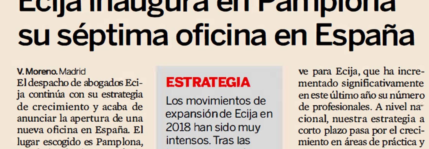 Expansión - ECIJA inaugura en Pamplona su séptima oficina en España