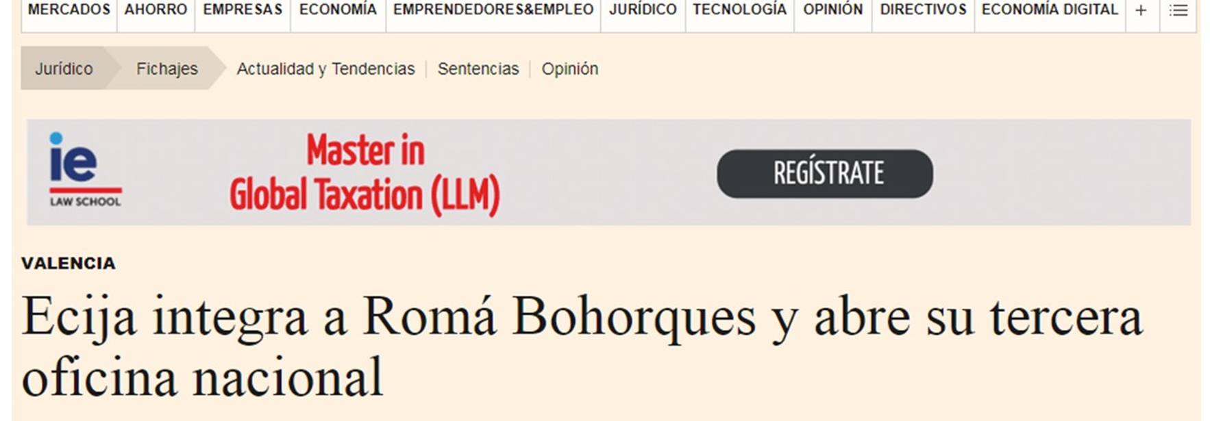 Expansión - Ecija integra a Romá Bohorques y abre su tercera oficina nacional