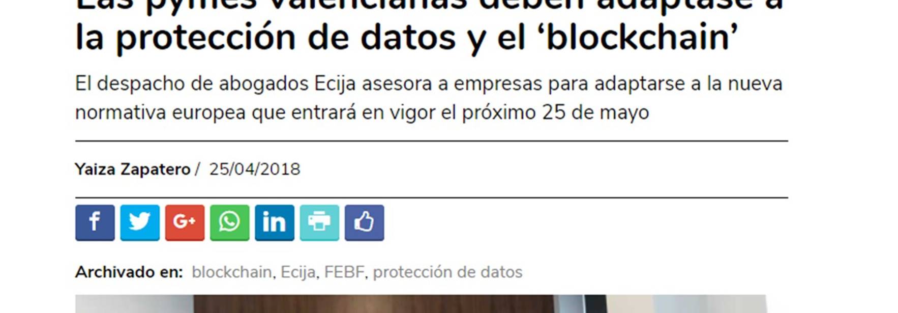 Economía 3 - Valencian SMEs must adapt to Data Protection and  Blockchain