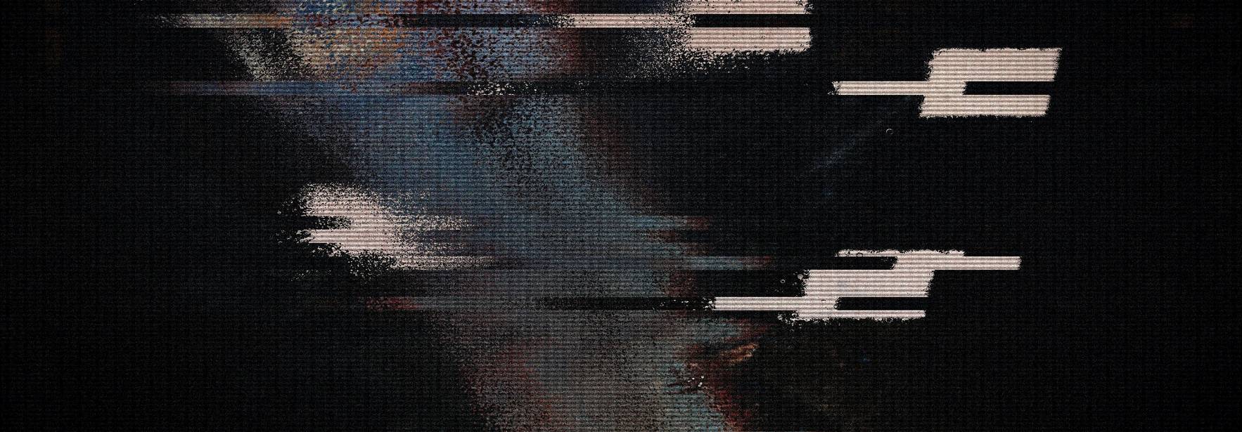 Una imagen abstracta con un fondo oscuro y patrones de distorsión.