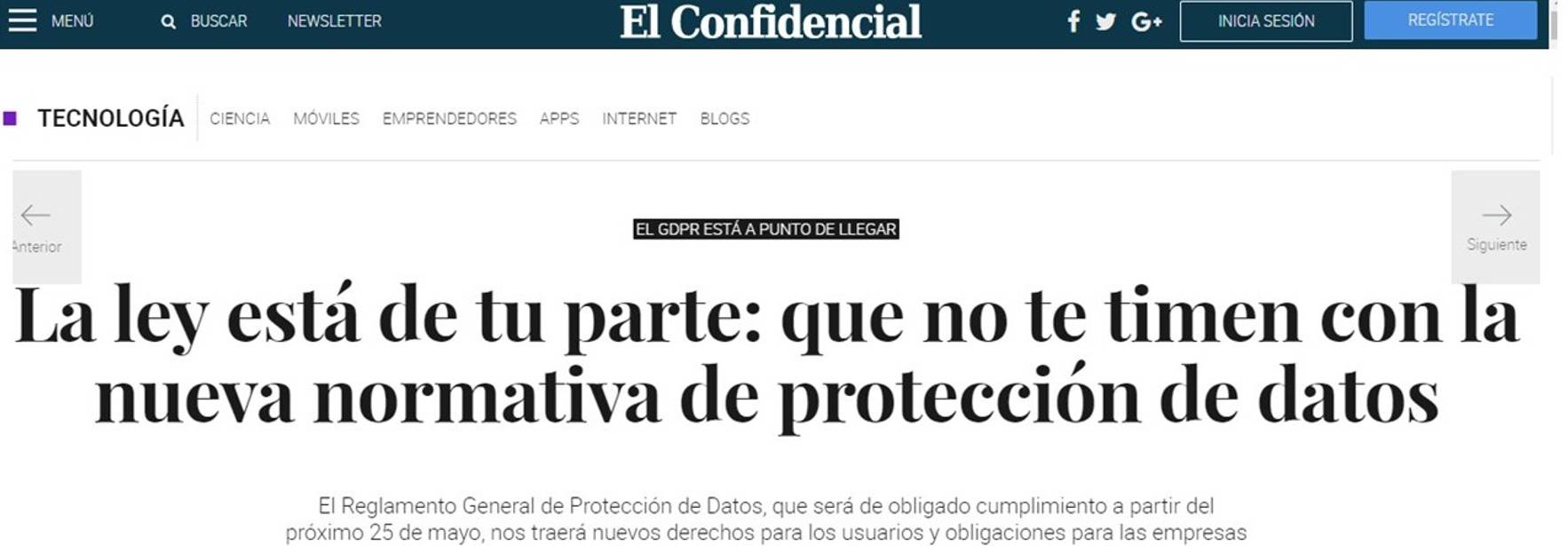 El Confidencial - Que no te timen con la nueva normativa de protección de datos