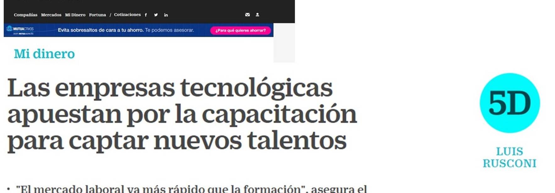 Cinco Días - Technological companies bet on training to attract new talents