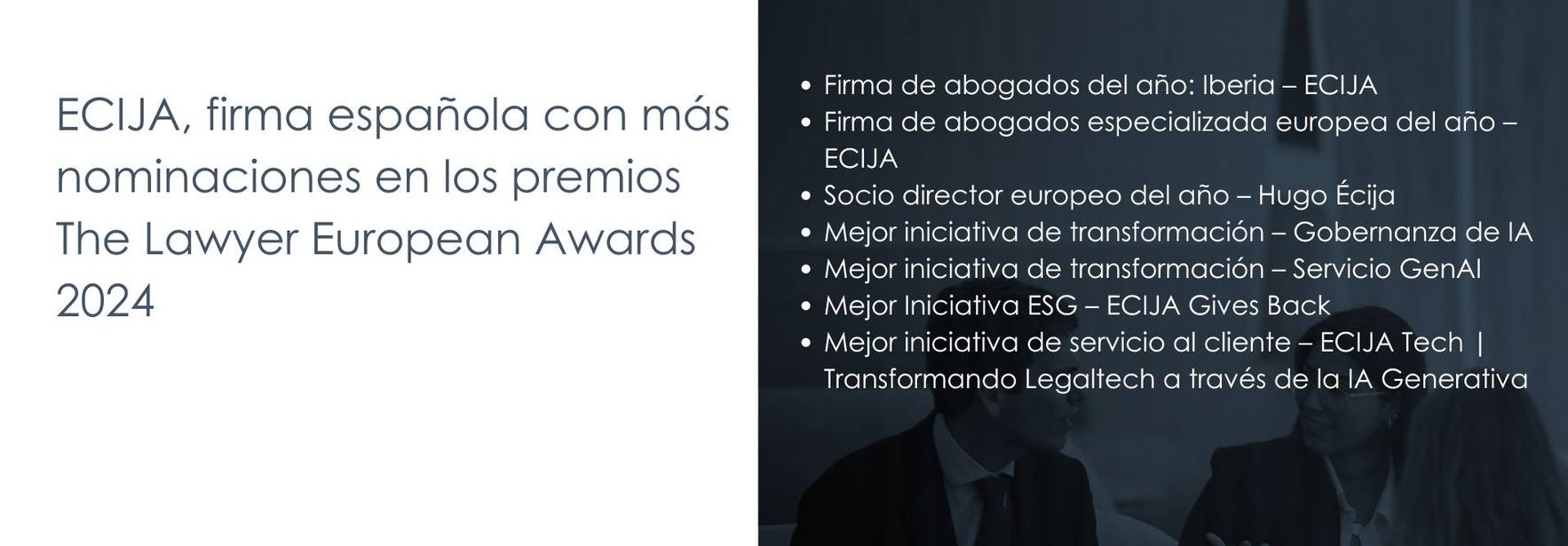 ECIJA, firma española con más nominaciones en los premios The Lawyer European Awards 2024