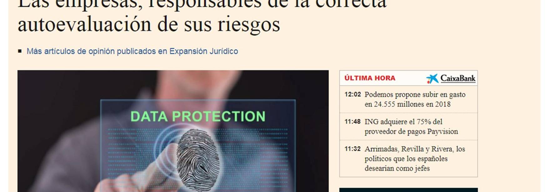 Expansión - Companies, responsible for the correct self-assessment of their risks