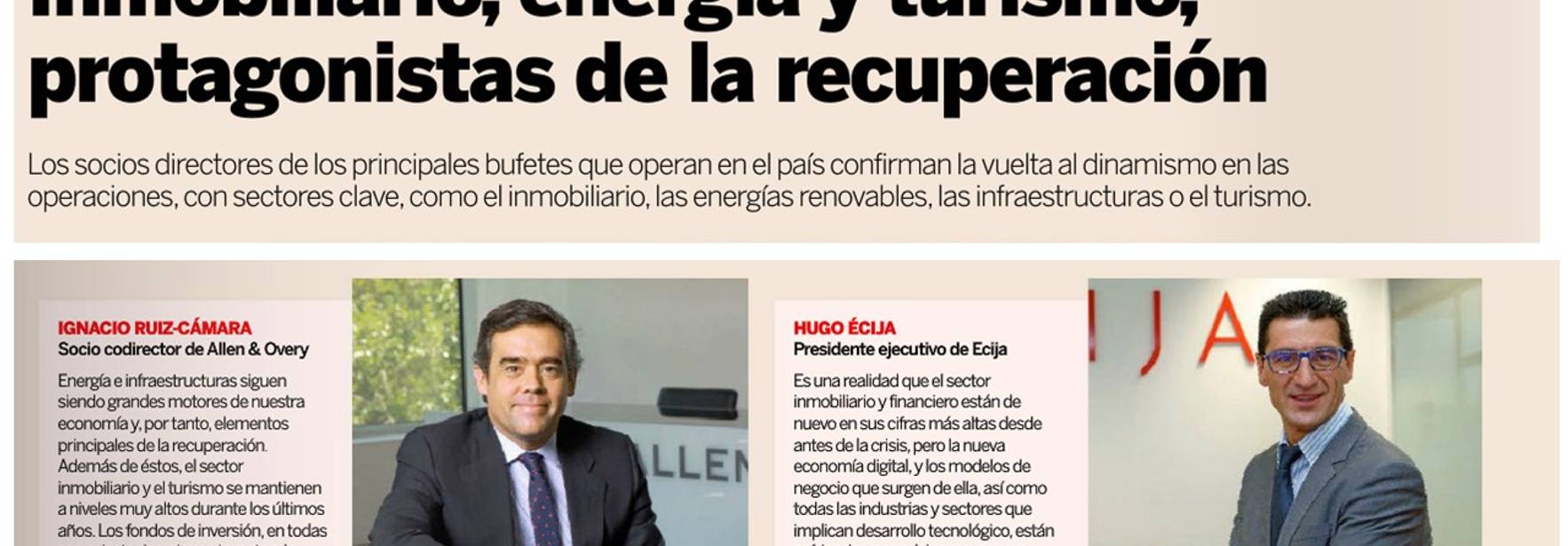 Expansión - Real estate, energy and tourism, protagonists of the economic growth in Spain