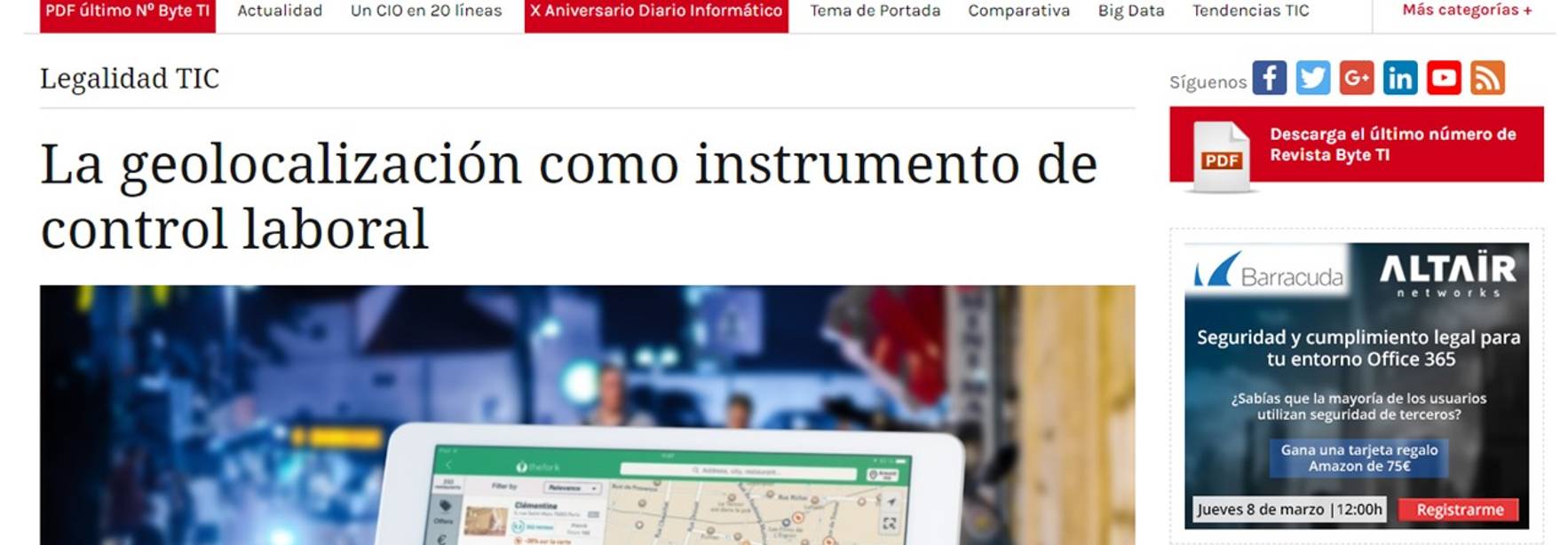 La geolocalización como instrumento de control laboral