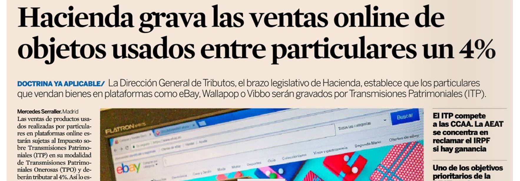 Expansión - Hacienda grava las ventas online de objetos usados entre particulares un 4%