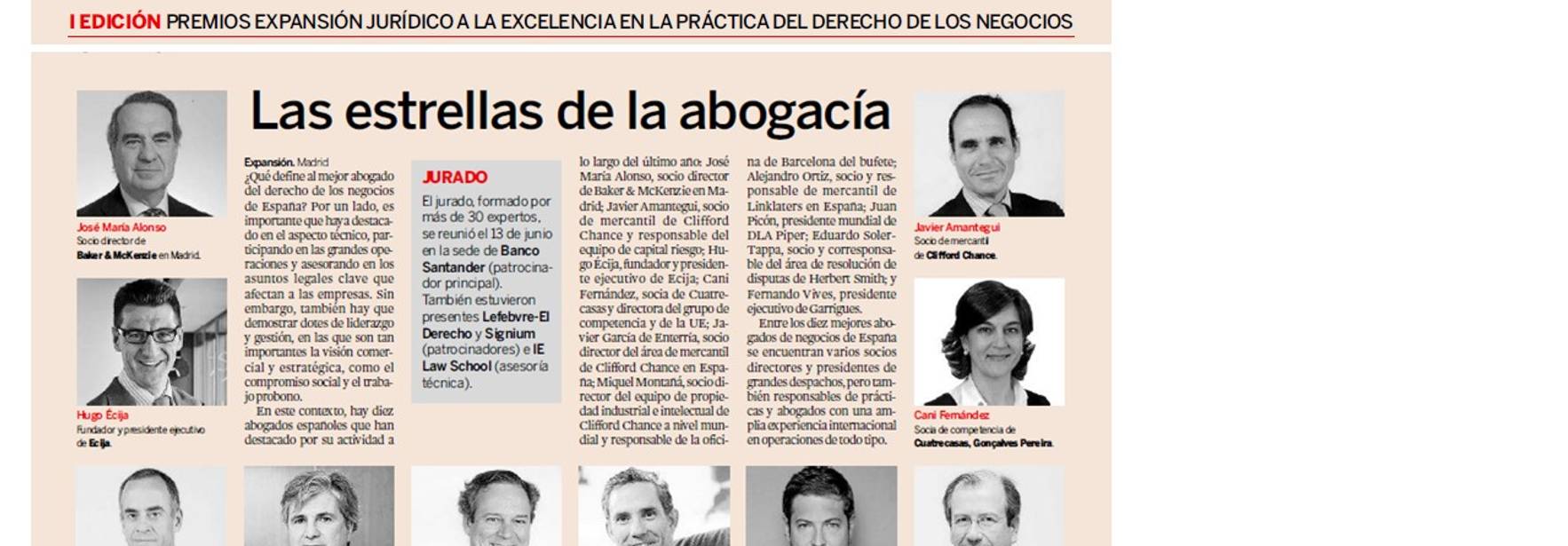Hugo Écija selected among the 10 best lawyers in Spain in the Expansion Awards