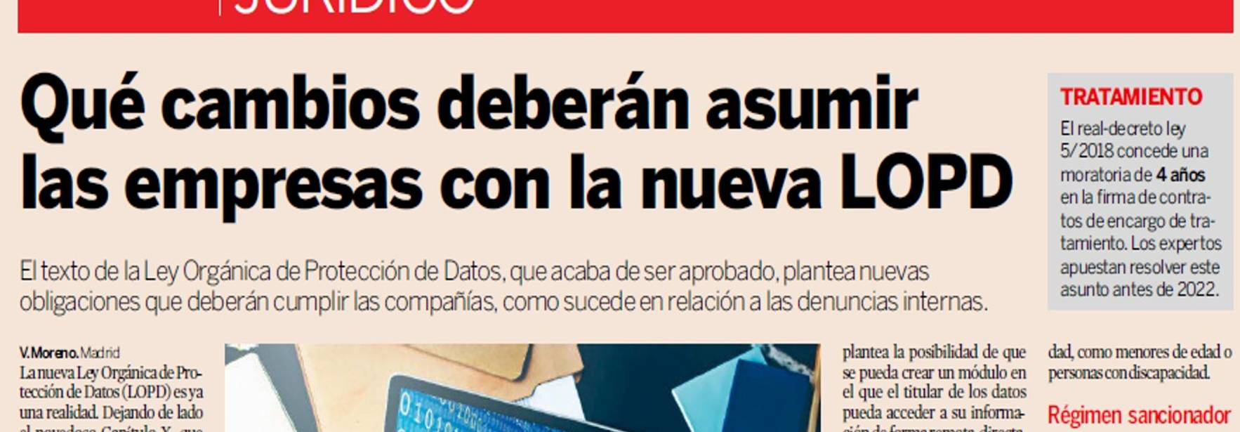 Expansión - Qué cambios deberán asumir las empresas con la nueva LOPD