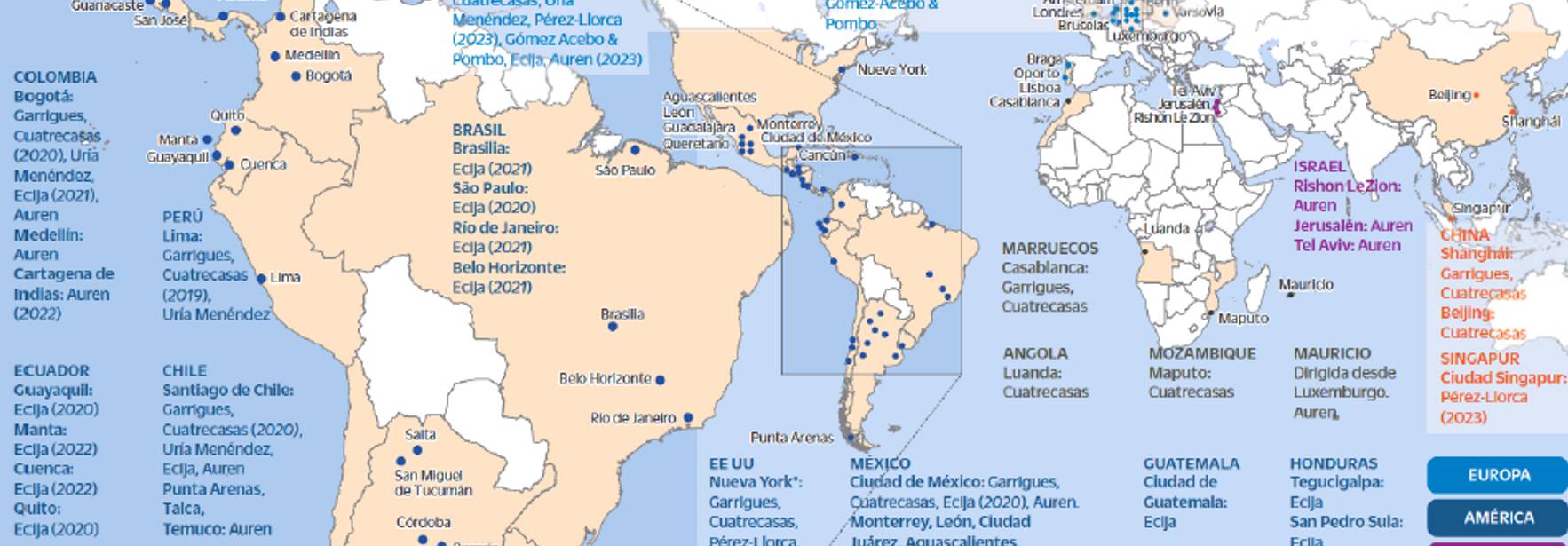 Radiografía del negocio de los bufetes (parte tres): El mapamundi de los grandes bufetes españoles