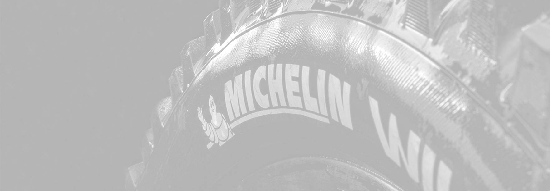 Una rueda de la marca Michelin en primer plano.