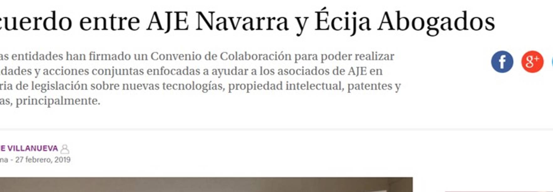 Navarra Capital - Acuerdo entre ECIJA y AJE Navarra