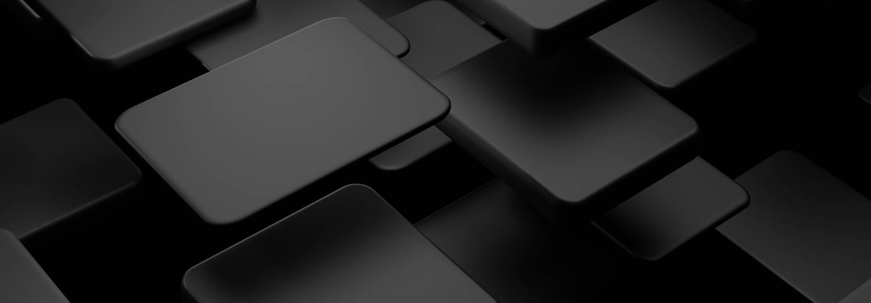 La imagen muestra una composición de formas rectangulares en tonos negros sobre un fondo oscuro.
