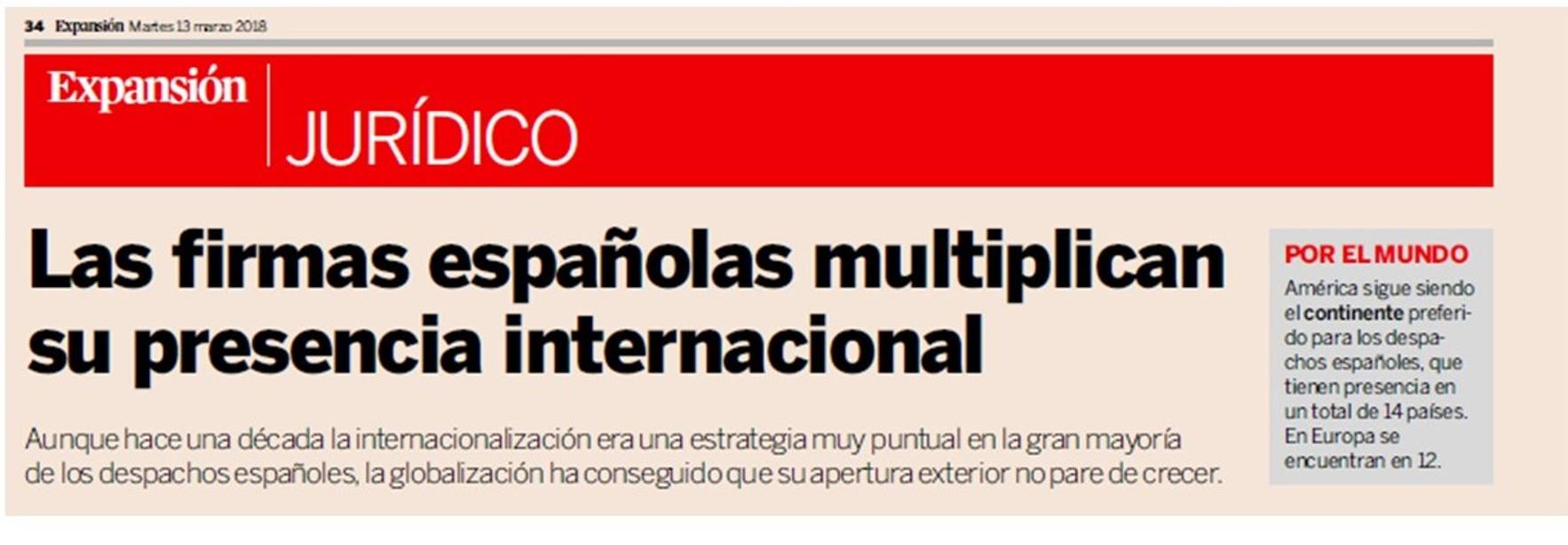 Expansión - Los despachos de abogados españoles multiplican su presencia internacional
