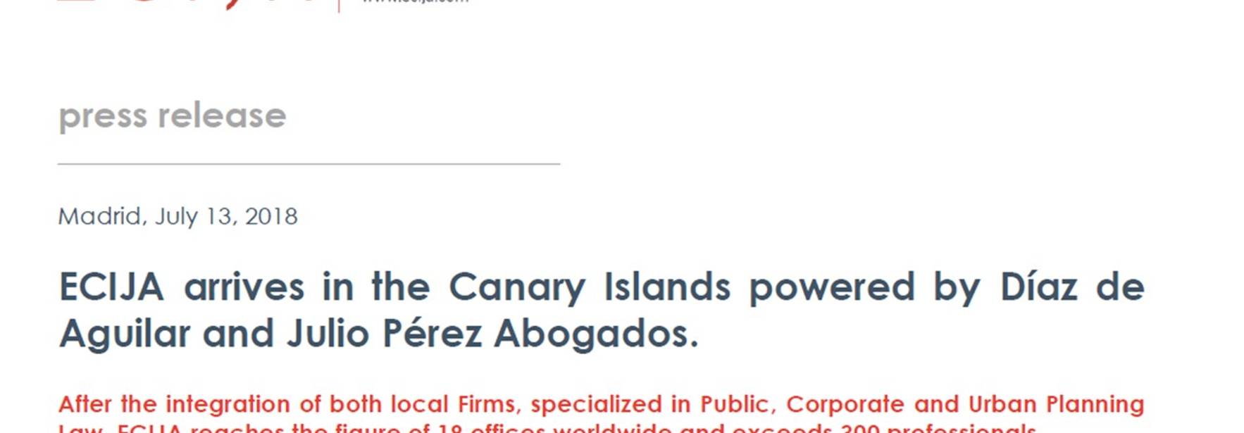 ECIJA arrives in the Canary Islands powered by Díaz de Aguilar and Julio Pérez Abogados