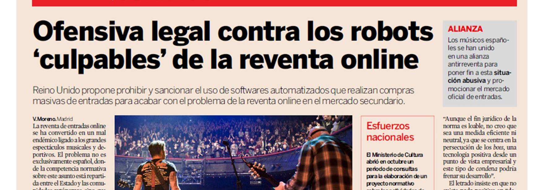 Expansión - Legal offensive against the 'guilty' robots of the online resale of tickets