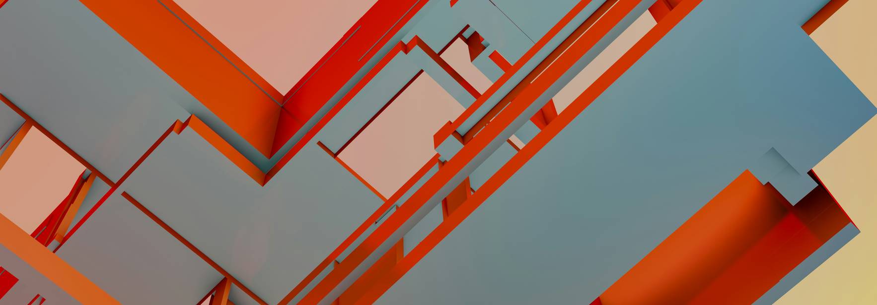 Una composición abstracta con formas geométricas de colores azul y naranja.