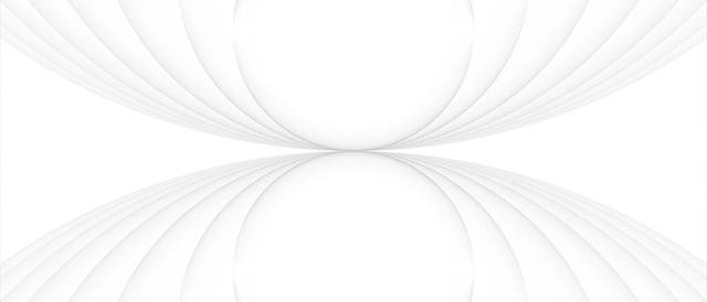 La imagen presenta un diseño abstracto con formas curvadas en tonos blancos que se unen en un punto central.