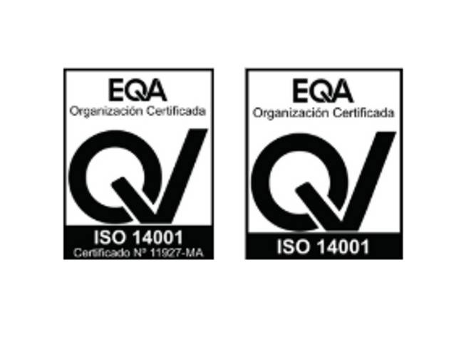 Logotipos de certificación ISO 14001 de la organización EQA.