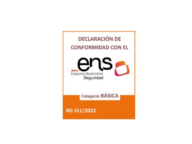 Imagen de una declaración de conformidad con el Esquema Nacional de Seguridad en su categoría básica.