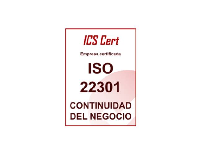Certificación ISO 22301 sobre continuidad del negocio.