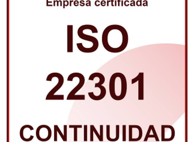 Certificación ISO 22301 sobre continuidad del negocio.