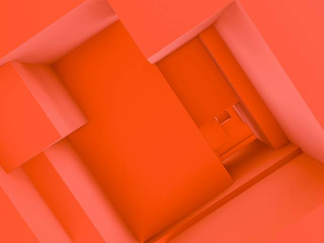 La imagen muestra una serie de formas geométricas en tonos de color naranja que se superponen entre sí.