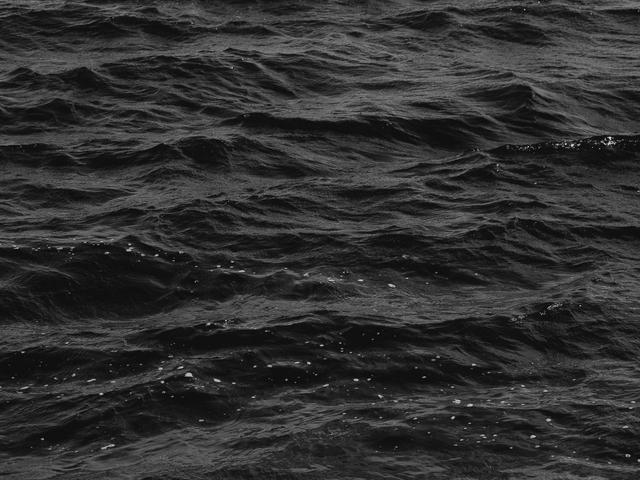 El océano presenta una superficie de olas oscuras y agitadas.
