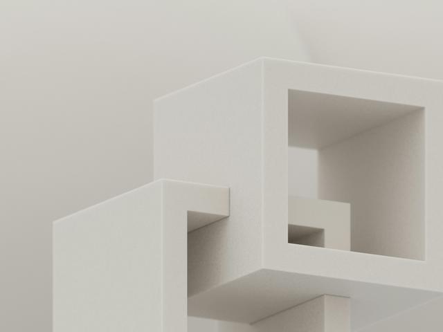 La imagen muestra una serie de cubos y formas geométricas en tonos blancos sobre un fondo claro.