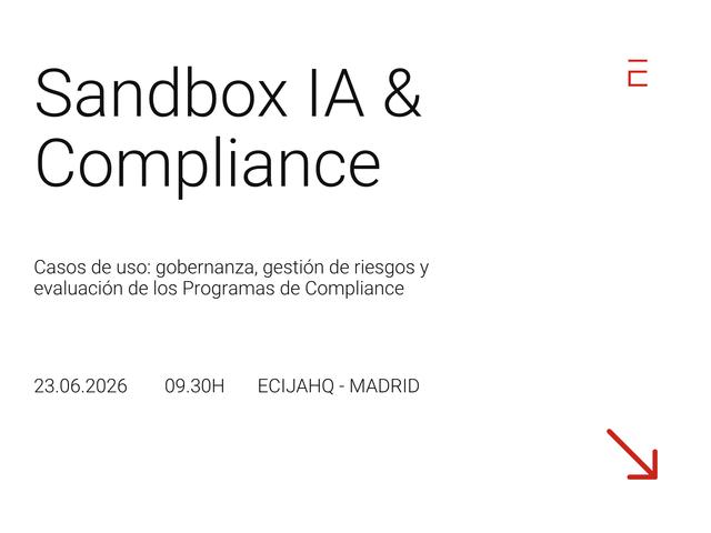 Una invitación o anuncio sobre un evento relacionado con Sandbox IA y Compliance con detalles de fecha y lugar.