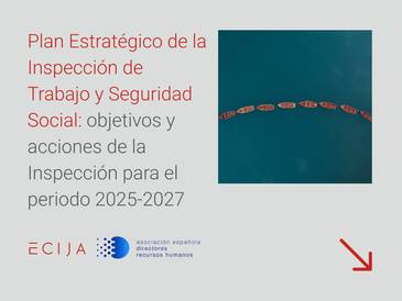 La imagen presenta un Plan Estratégico de la Inspección de Trabajo y Seguridad Social para el periodo 2025-2027.