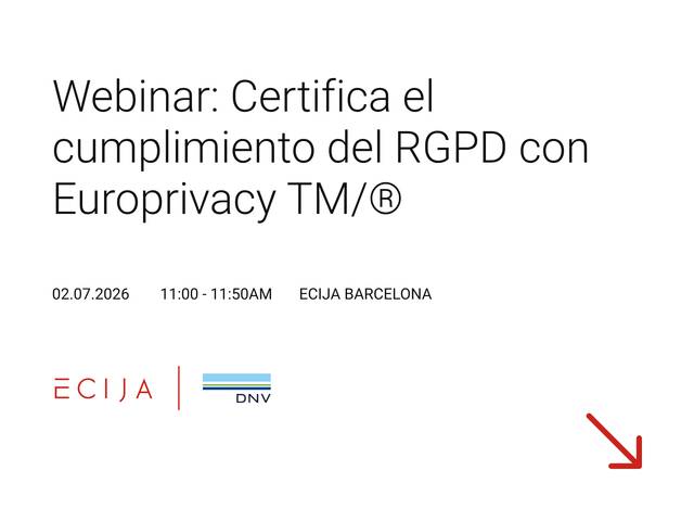 Anuncio de un webinar sobre el cumplimiento del RGPD en Barcelona.