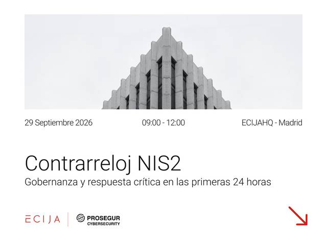 Imagen promocional de un evento titulado 'Contrarreloj NIS2' programado para el 29 de septiembre de 2026 en Madrid.