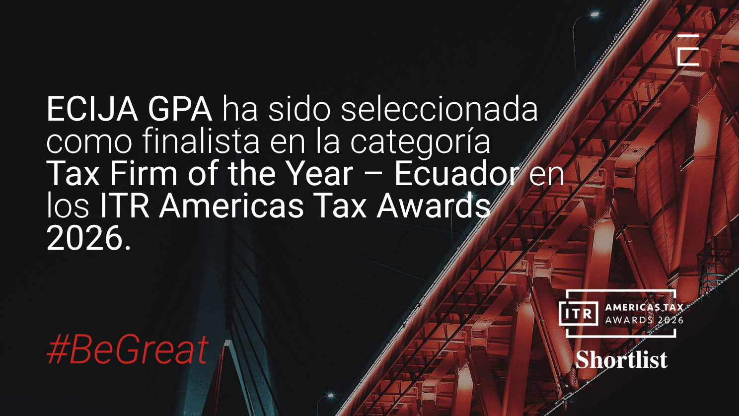 ECIJA GPA ha sido seleccionada como finalista en los ITR Americas Tax Awards 2026.