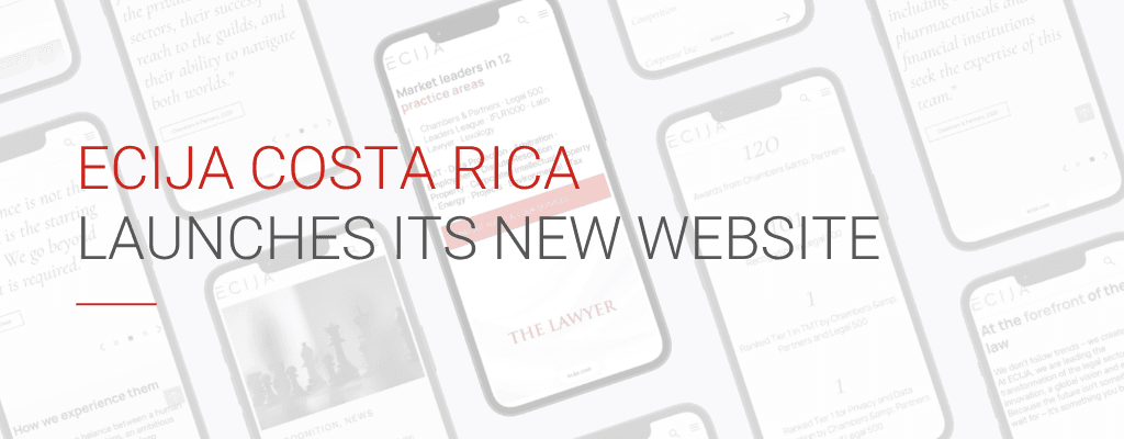 La imagen muestra un anuncio sobre el lanzamiento del nuevo sitio web de ECIJA Costa Rica.